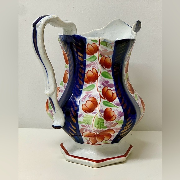 19th Century Vintage Gaudy Welsh Glamorgan Octagonal Soft Paste Pitcher Jug - Picture 4 of 16
